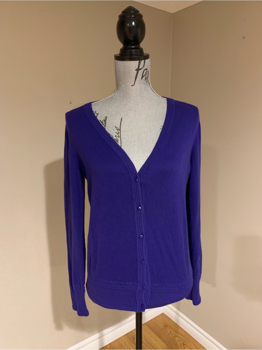 Banana Republic Deep Purple/Blue V-Neck Button Cardigan
